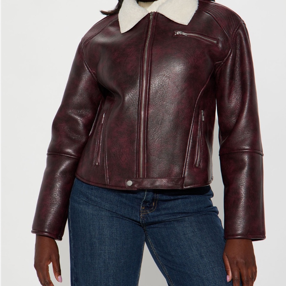 Women's Burgundy Leather Jacket